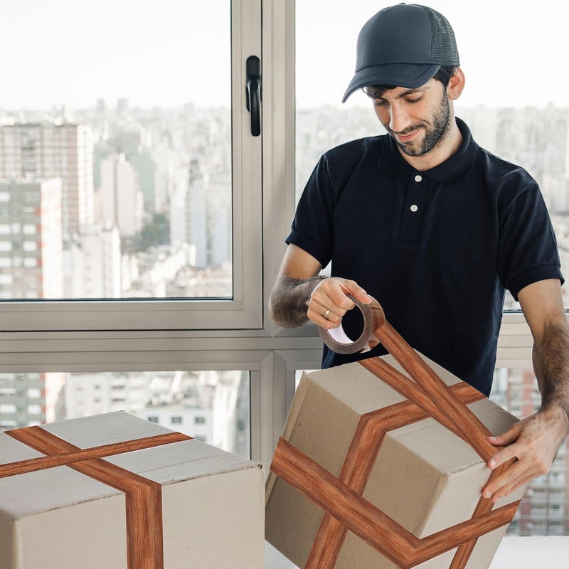 Whaline 109 Yard Wood Grain Packing Tape Brown Decorative Gift Wrapping Tape for Small Business DIY Crafts Box Carton Decor - Image 5